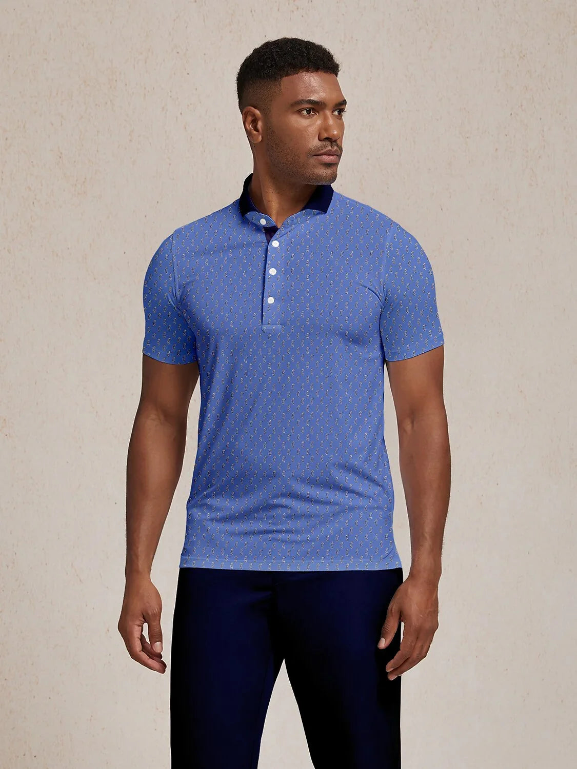 Playful Nautical Men's Ribbed Collar Polo Top UPF50+