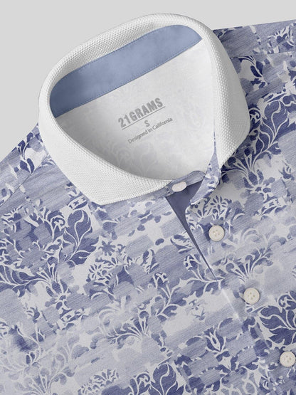 Hyped-up Tropical Men's Ribbed Collar Polo Top UPF50+