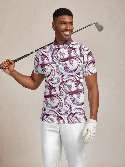 Air Brush Men's Ribbed Collar Polo Top UPF50+